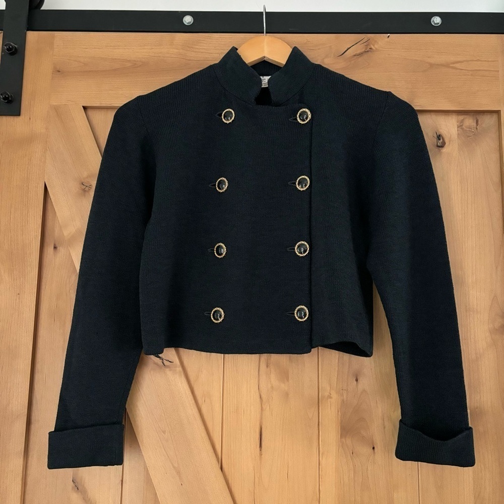 ST. JOHN Double Breasted Cropped Blazer Jacket Size 8 Vintage
